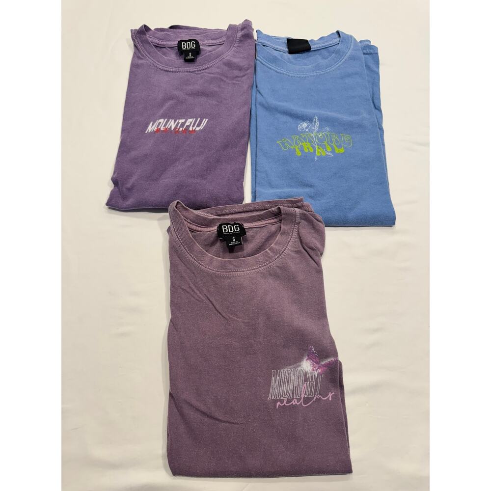 Lot of 3 BDG Urban Outfitters Men's Crew Graphic Print T-Shirt S Short Sleeve